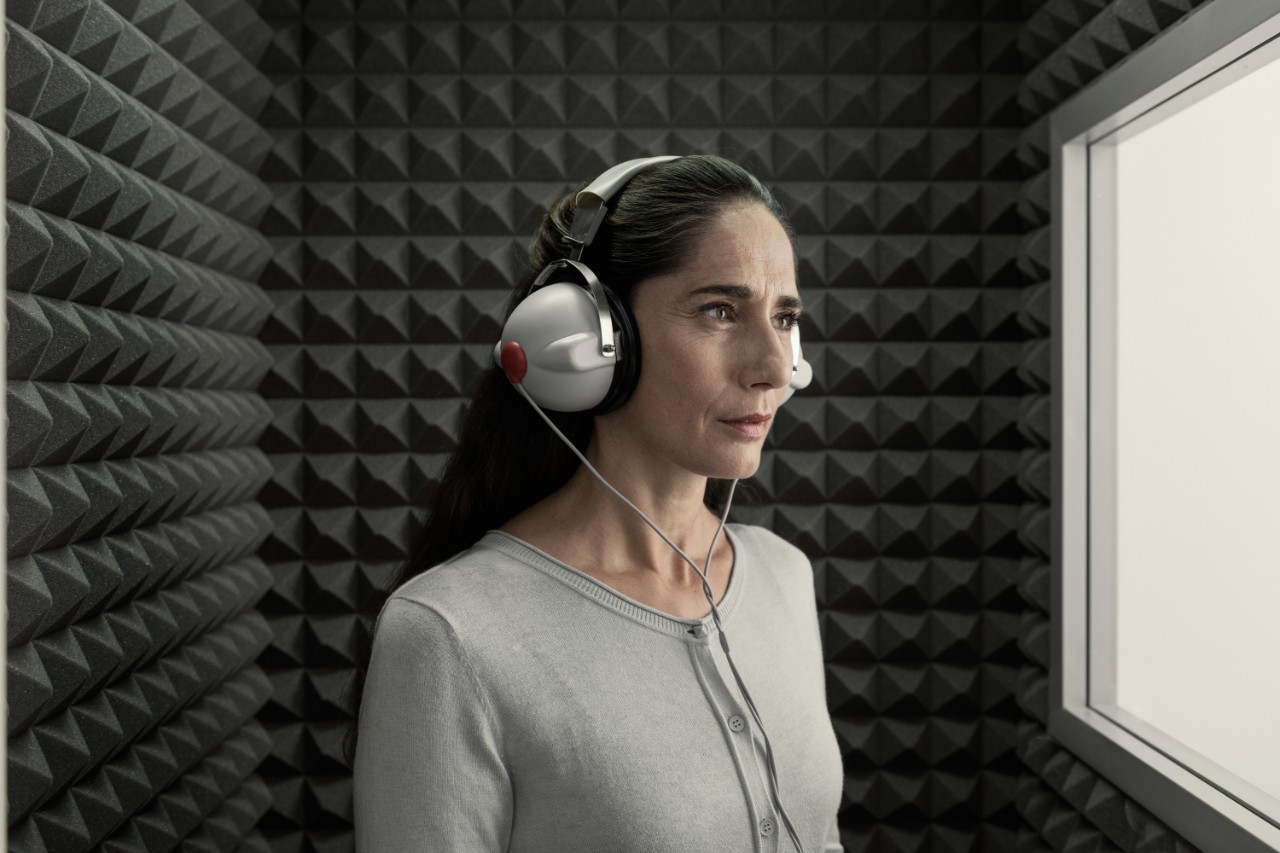 Miracle-Ear customer during a hearing test